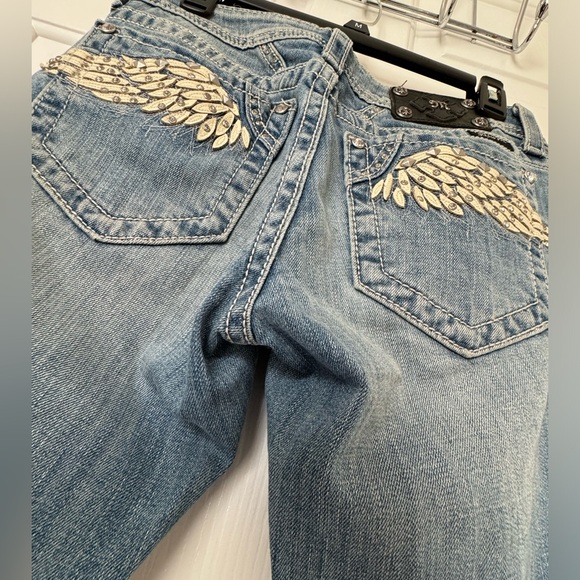 Blue denim white wing MISS ME jeans - Picture 2 of 11